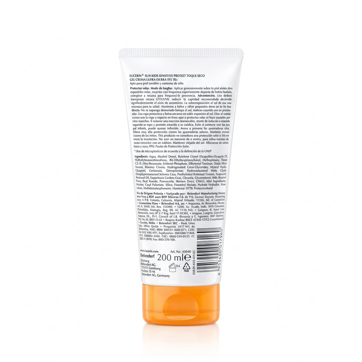 Bloqueador Eucerin Toque seco Kids FPS50 200ml